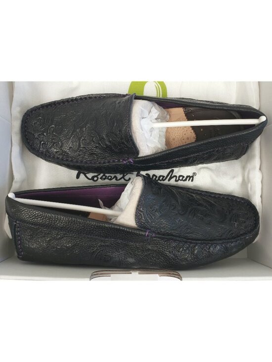 Robert Graham Mens Shoreline Driving Leather Loafer Shoes Black Size US 8.5 M